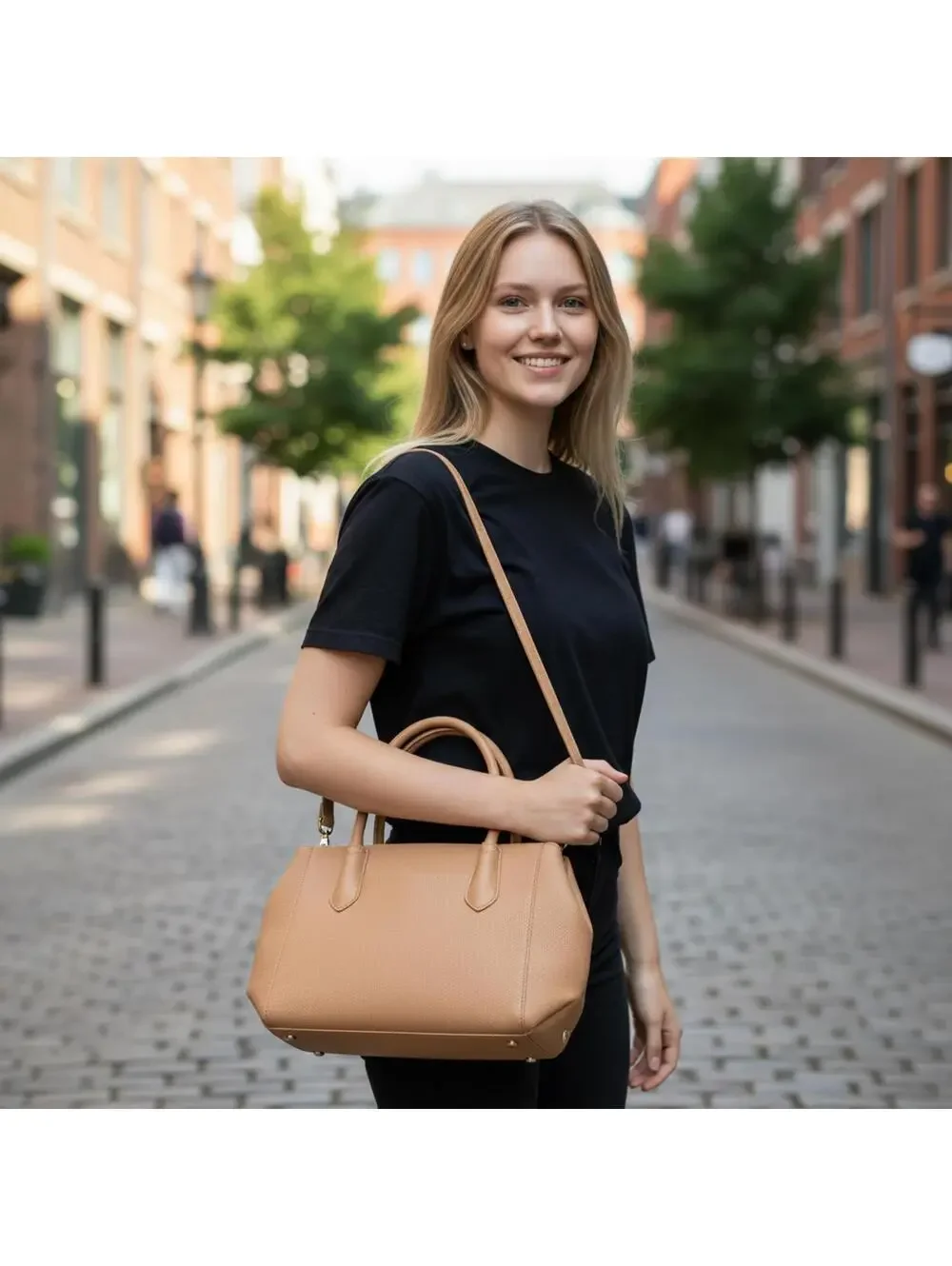 A New Day Tan Faux  Leather Women's Shoulder Bag Satchel